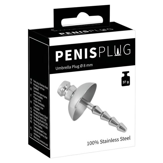 Penisplug - fém, bordázott dilátor (ezüst)