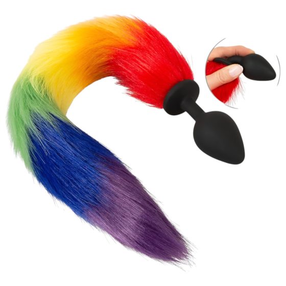 You2Toys - szilikon anál plug és farok (szivárvány)