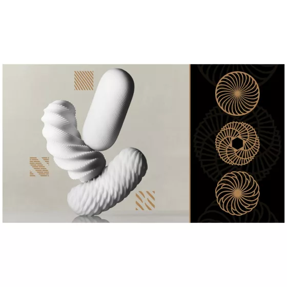 TENGA 3Dx Spiral - spirál mintás férfi maszturbátor (fehér)