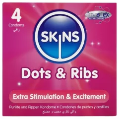 Skins - bordázott és pontozott óvszer (4 db)