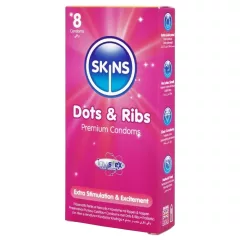 Skins - bordázott és pontozott óvszer (8 db)