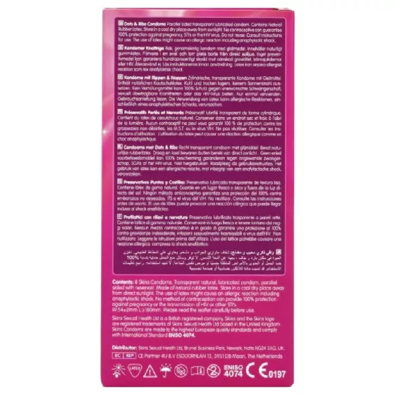 Skins - bordázott és pontozott óvszer (8db)