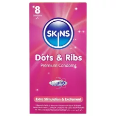Skins - bordázott és pontozott óvszer (8 db)