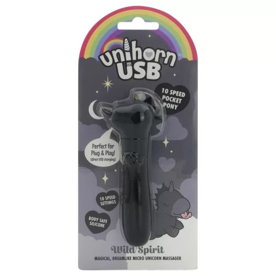 Unihorn Wild Spirit - akkus, vízálló mini vibrátor (fekete)