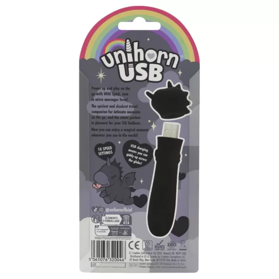 Unihorn Wild Spirit - akkus, vízálló mini vibrátor (fekete)