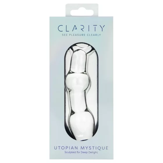 Clarity Utopian Mystique - bordázott üveg anál dildó (átlátszó)