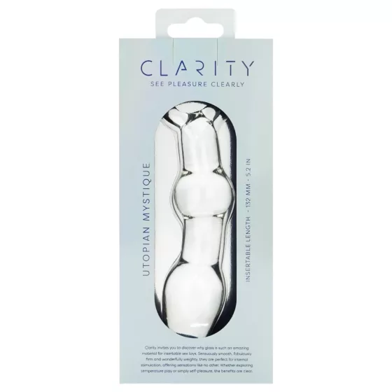 Clarity Utopian Mystique - bordázott üveg anál dildó (átlátszó)