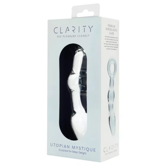 Clarity Utopian Mystique - bordázott üveg anál dildó (átlátszó)