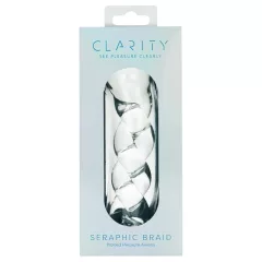 Clarity - fonott mintás üveg dildó (átlátszó)