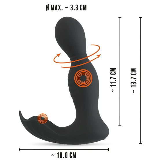 Rebel - távirányítós 2in1 prosztata vibrátor (fekete)