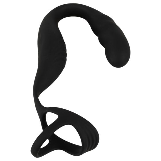 Rebel - prosztata vibrátor pénisz-és heregyűrűvel (fekete)