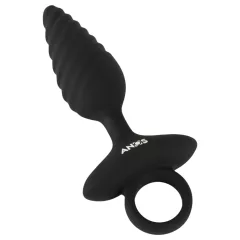 ANOS - bordázott vibrációs anál plug (fekete)