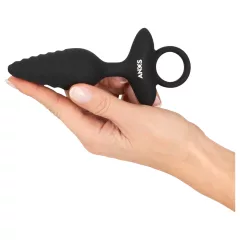 ANOS - bordázott vibrációs anál plug (fekete)