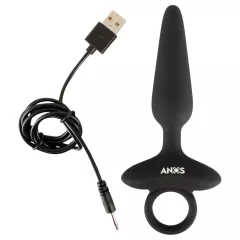 ANOS - vibrációs anál plug fogantyúval (fekete)