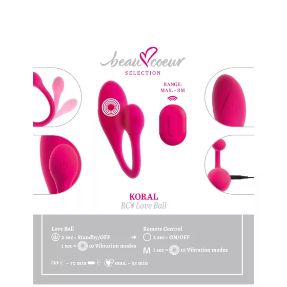 Beau Coeur Koral - vibrációs tojás távirányítóval (pink)