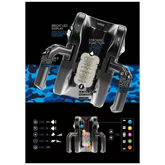 WYNE 10 - automata maszturbátor kapaszkodóval (fekete)