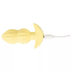 Cuties Mini - bordázott vibrációs anál plug (sárga)