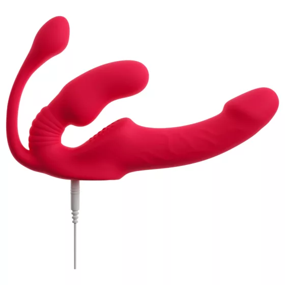 You2Toys Strapless - felcsatolható 3 ágú vibrátor (piros)