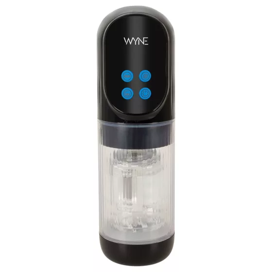 WYNE 12 - szívó, forgó és vibráló akkus maszturbátor (fekete)