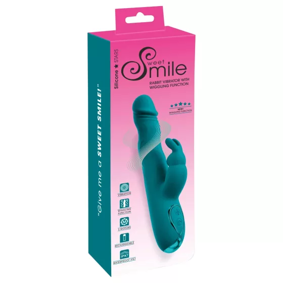 Sweet Smile - nyuszis vibrátor hullámzó mozgással (kék)