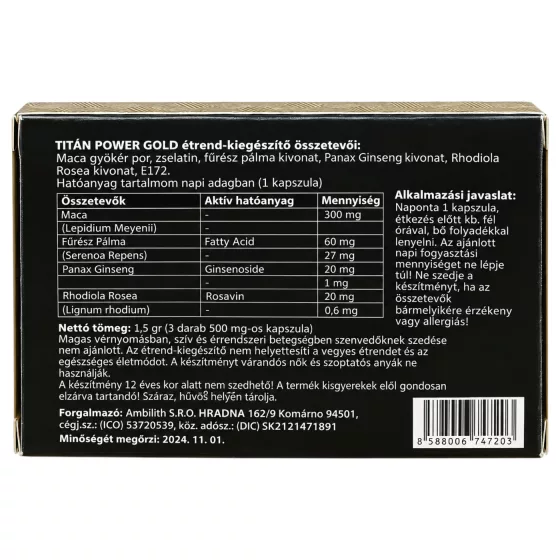 Titán Power Red - étrend-kiegészítő kapszula férfiaknak (3 db)