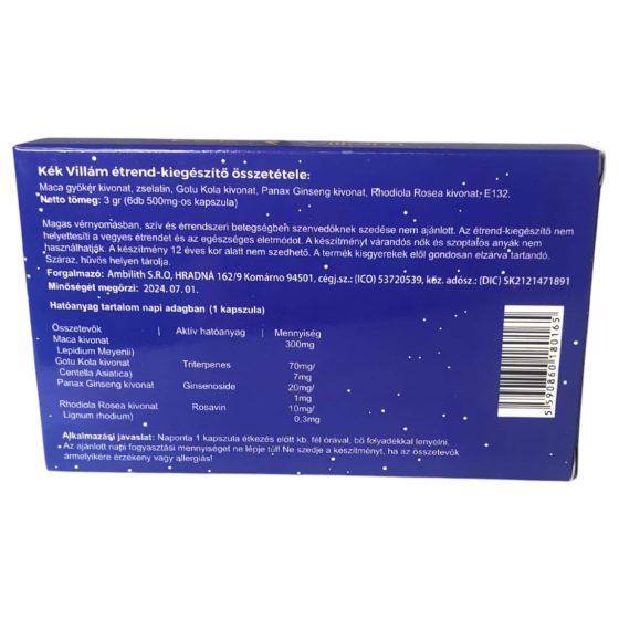Kék Villám - étrend kiegészítő kapszula férfiaknak (6db)