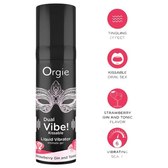 Orgie Dual Vibe - unisex folyékony vibrátor - Eper - Gin Tonic (15ml)