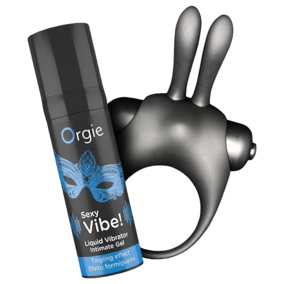 Orgie Bunny - vibrációs péniszgyűrű szett (fekete)