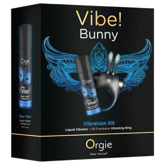 Orgie Bunny - vibrációs péniszgyűrű szett (fekete)