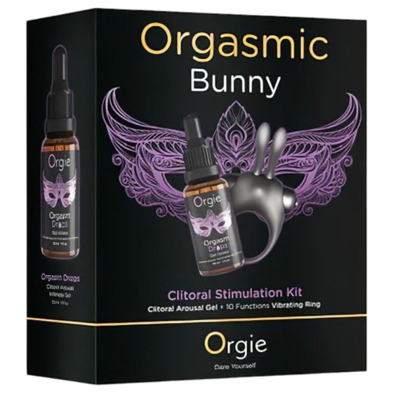 Orgie Orgasmic Bunny - vibrációs péniszgyűrű szett (fekete)