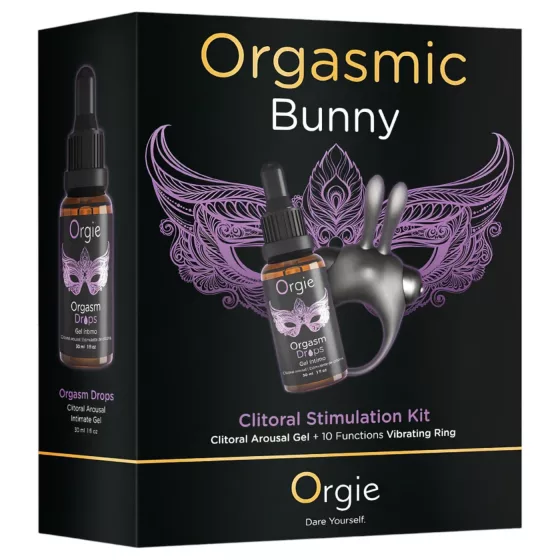Orgie Orgasmic Bunny - vibrációs péniszgyűrű szett (fekete)