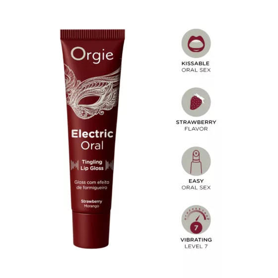 Orgie Electric Oral - bizsergető hatású ajakfény - eper (10ml)