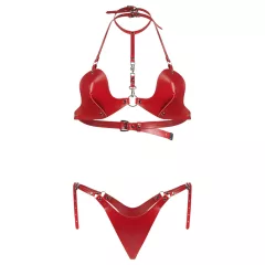   Obsessive Inferro - bőr hatású pántos melltartó szett (piros)