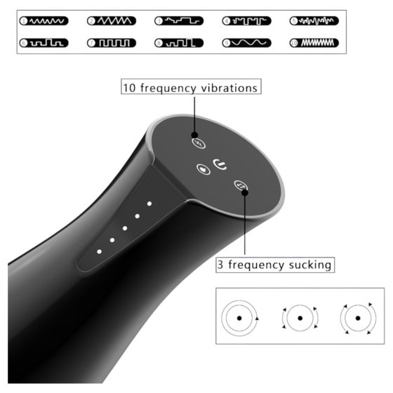 Men's Play - szívó, rezgő maszturbátor melegítő funkcióval (fekete)