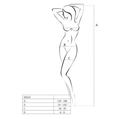 Passion BS010 - nyitott necc overál (fekete) - S-L