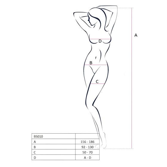 Passion BS010 - nyitott necc overál (fehér) - S-L