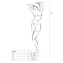   Passion BS014 - nyitott necc overál fűzővel (fehér) - S-L