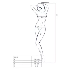  Passion BS014 - nyitott necc overál fűzővel (fehér) - S-L