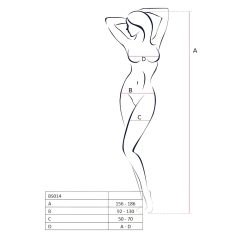   Passion BS014 - nyitott necc overál fűzővel (fehér) - S-L