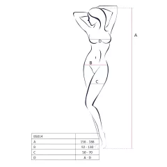   Passion BS014 - nyitott necc overál fűzővel (fehér) - S-L