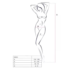 Passion BS031 - nyitott overál (piros) - S-L