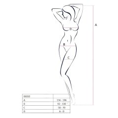 Passion BS032 - hálós nyitott necc overál (fehér) - S-L