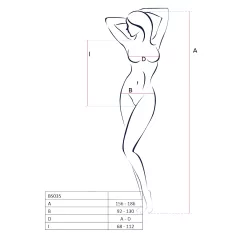 Passion BS035 - vállpántos, nyitott fekete necc body (S-L)
