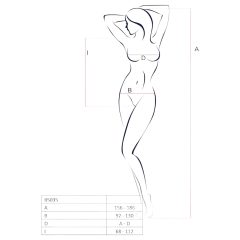   Passion BS035 - vállpántos, nyitott necc body (piros) - S-L