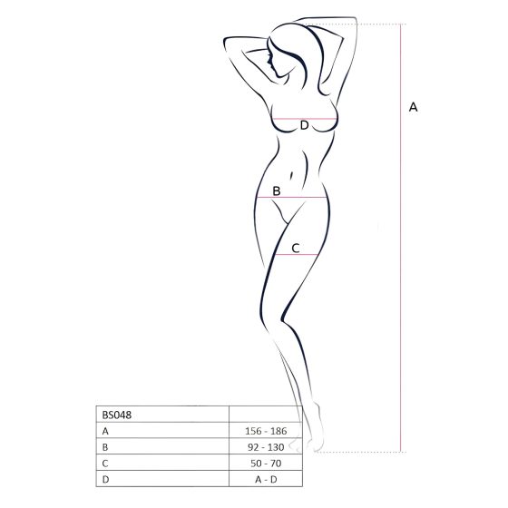 Passion BS048 - nyitott necc overál nyakpánttal (piros) - S-L
