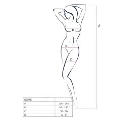   Passion BS048 - nyitott necc overál nyakpánttal (fehér) - S-L