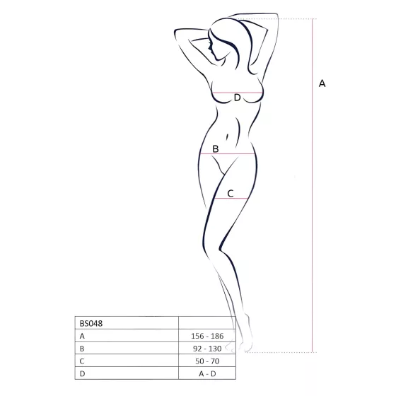 Passion BS048 - nyitott necc overál nyakpánttal (fehér) - S-L