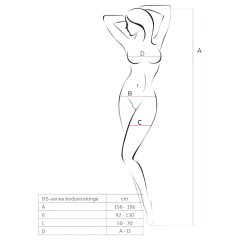 Passion BS077 - hosszúujjú hálós overál (fekete) - S-L