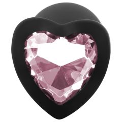   Sunfo - szilikon anál plug szív alakú kővel (fekete-pink)