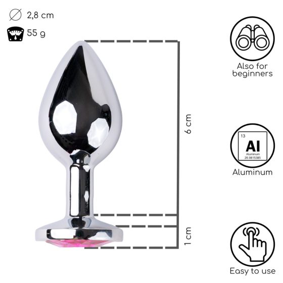 Desirel Pink Jewel S - anál plug (ezüst-pink)